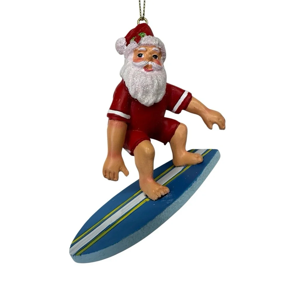Holiday Lane Hawaii SURFING SANTA Coastal Beach Christmas Ornament‎ NWT
